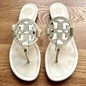 Tory Burch Miller leather sandals, Size 9, Cream